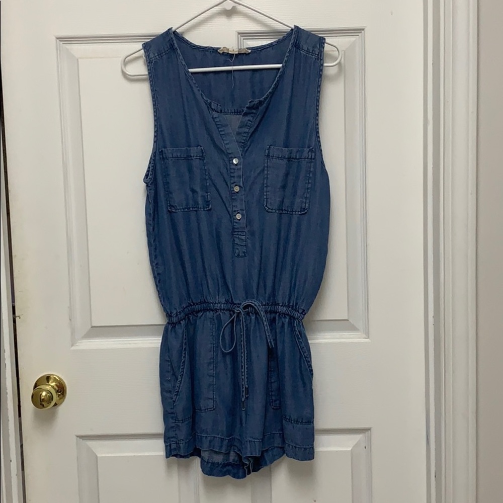Love stitch denim romper